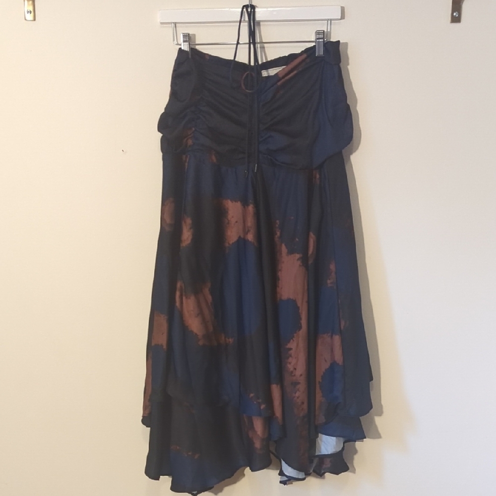 New Free People x House Of Aama Sz L Starry Eyes Asymmetric Tie Dye Midi Skirt - Picture 3 of 5